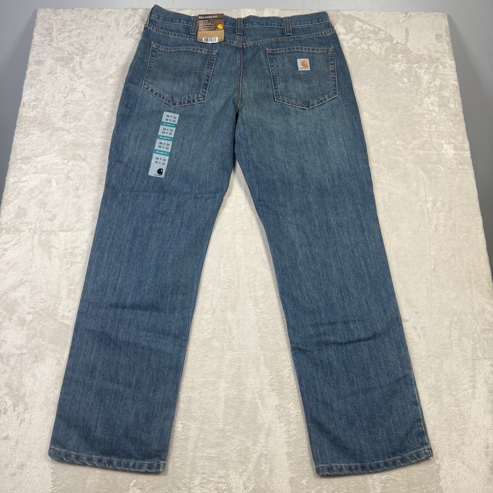 NWT Carhartt Holter Jeans Relaxed Fit 38x32 Mens Denim Pants Blue Straight Leg - Picture 2 of 8